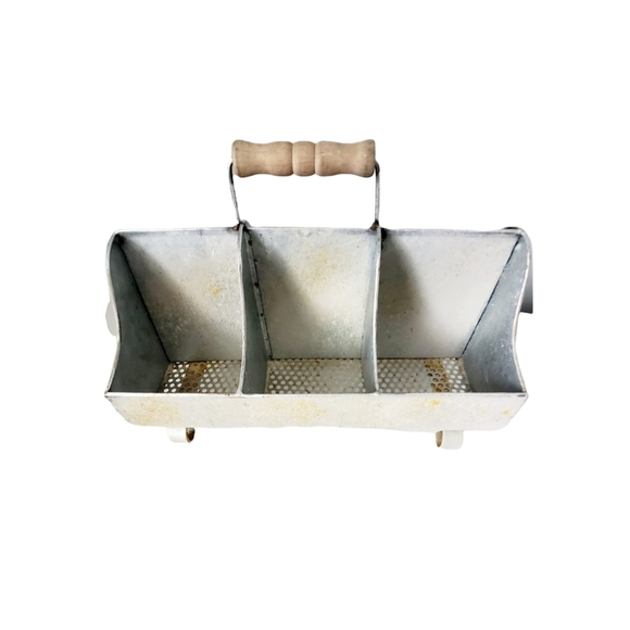 Galvanized Metal Six Sectioned Decorative Tray Farmhouse Country Primitive - Picture 2 of 5